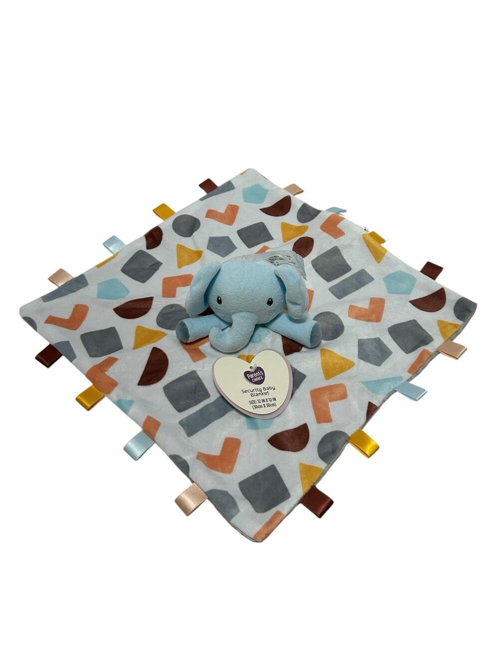 Parents Choice Elephant Security Blanket Baby Lovey Colorful Shapes Taggies